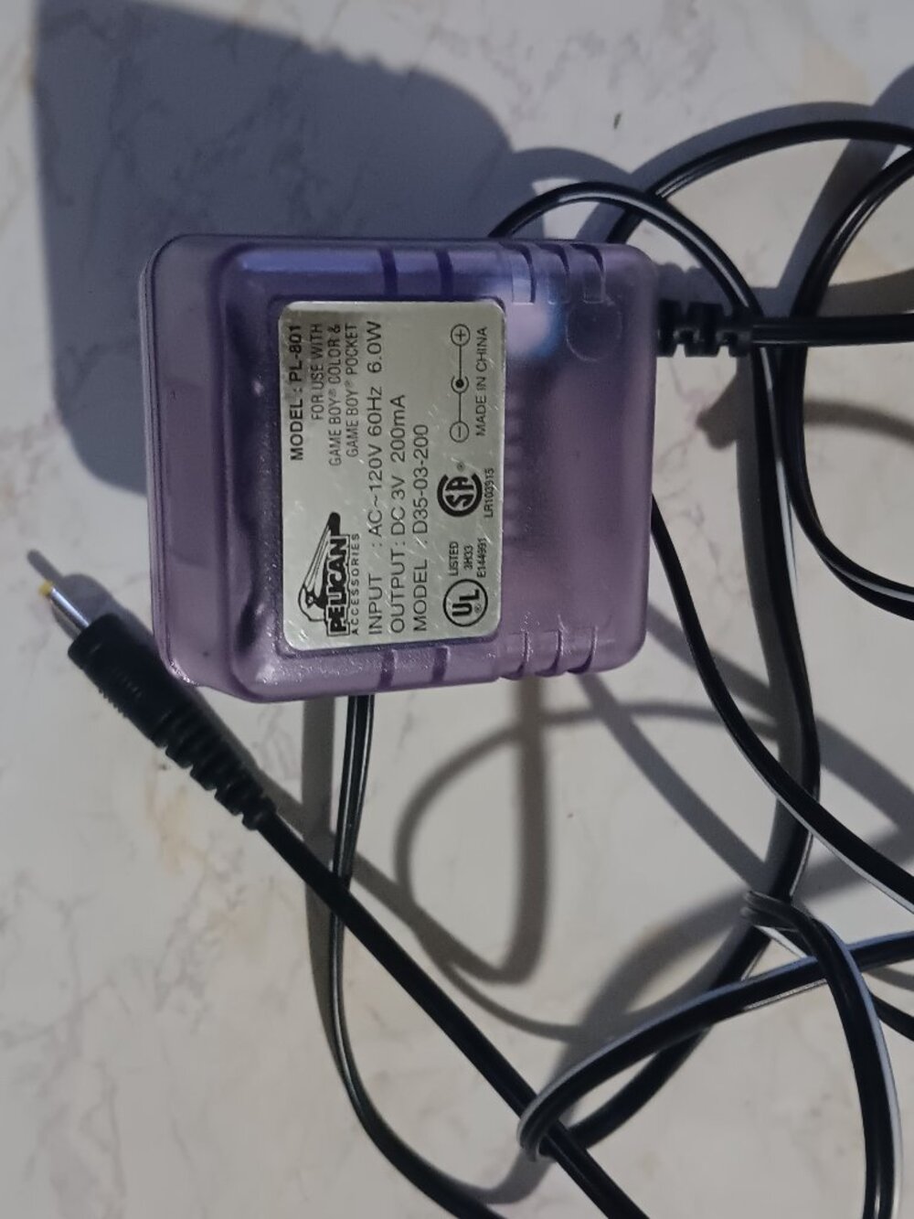 GameBoy Color AC Adapter Charger Tested Atomic Purple Pelican
